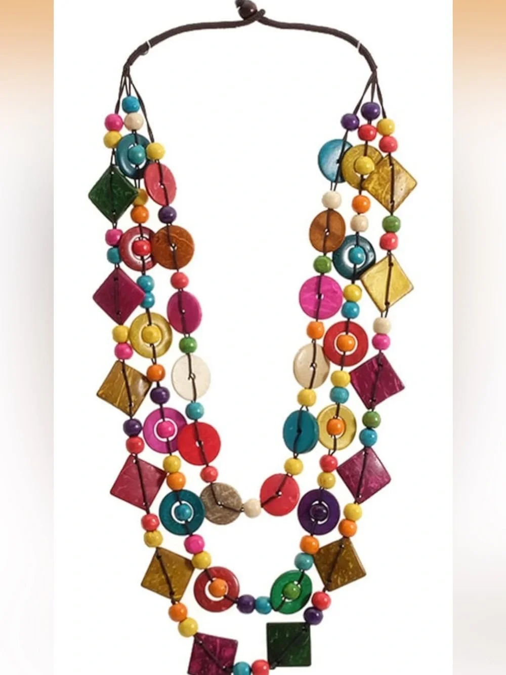Anthropologie Bright Multicolor Geometric Beaded Necklace - Picture 8 of 8